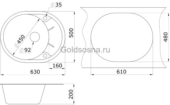 Кухонная мойка GRANULA 6301 (500мм) Кухонная мойка GRANULA 6301 (500мм)