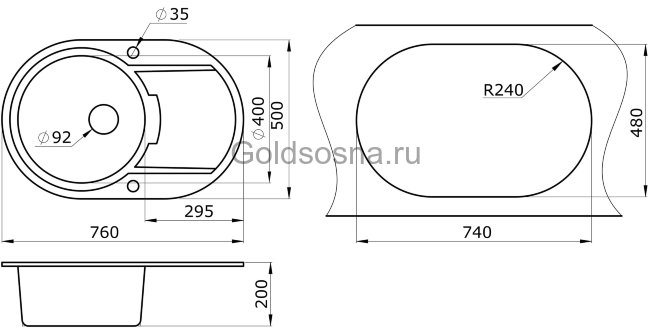 Кухонная мойка GRANULA 7603 (450мм) Кухонная мойка GRANULA 7603 (450мм)