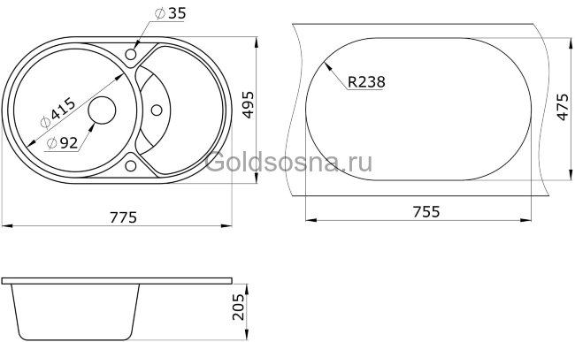 Кухонная мойка GRANULA 7801 (600) Кухонная мойка GRANULA 7801 (600)