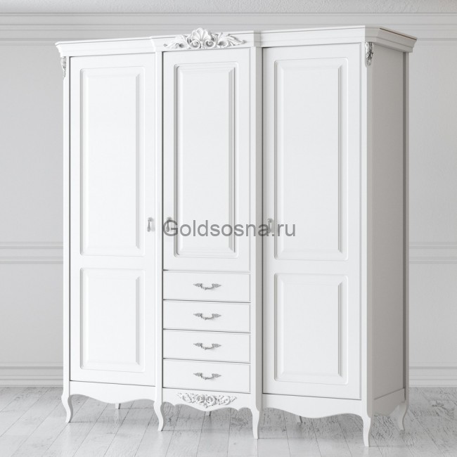 Шкаф трехдверный Silvery Rome с 4 ящиками Шкаф трехдверный Silvery Rome с 4 ящиками