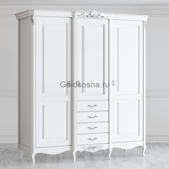 Шкаф трехдверный Silvery Rome с 4 ящиками Шкаф трехдверный Silvery Rome с 4 ящиками