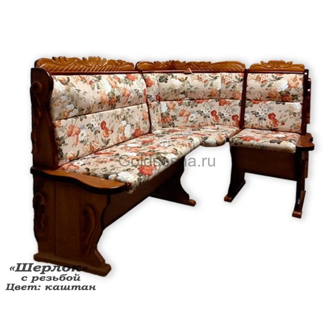 Угловой диван Шерлок с резьбой Угловой диван Шерлок с резьбой