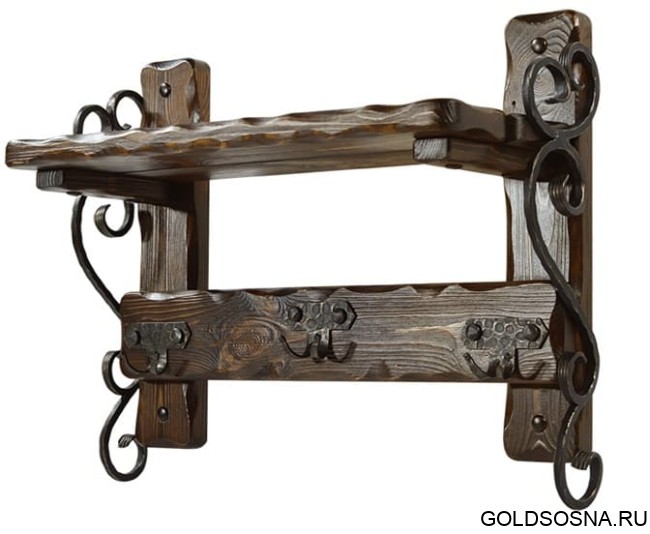 Вешалка настенная Добряк 3 с элементами ковки