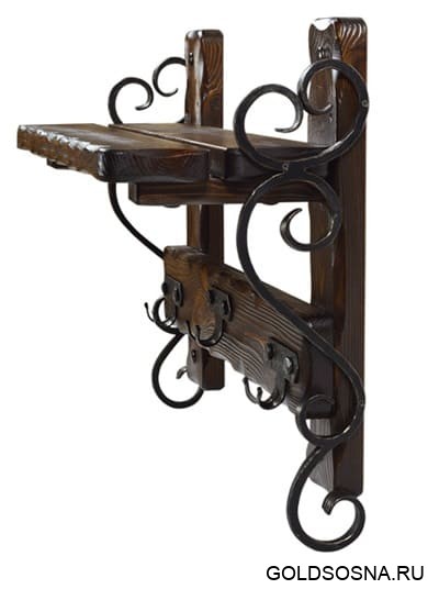 Вешалка настенная Добряк 3 с элементами ковки