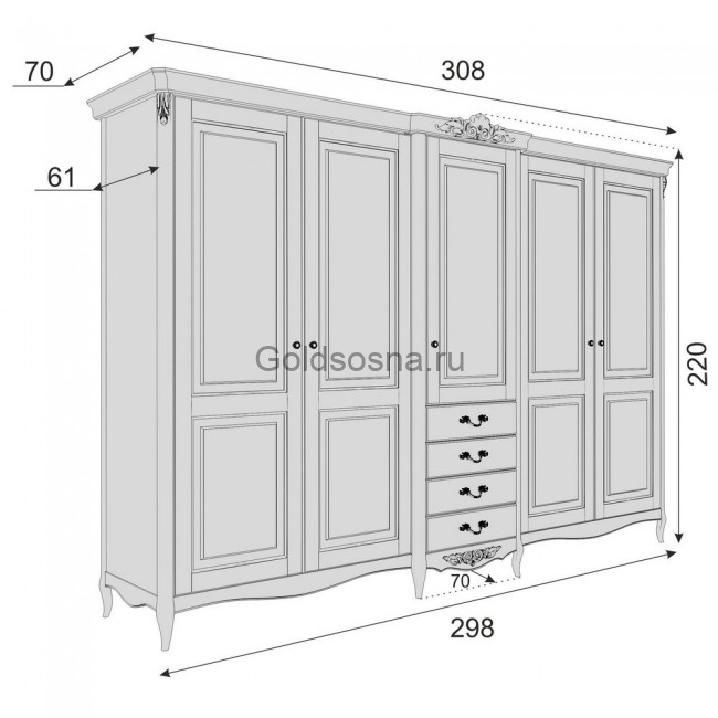 Шкаф пятидверный Silvery Rome Шкаф пятидверный Silvery Rome