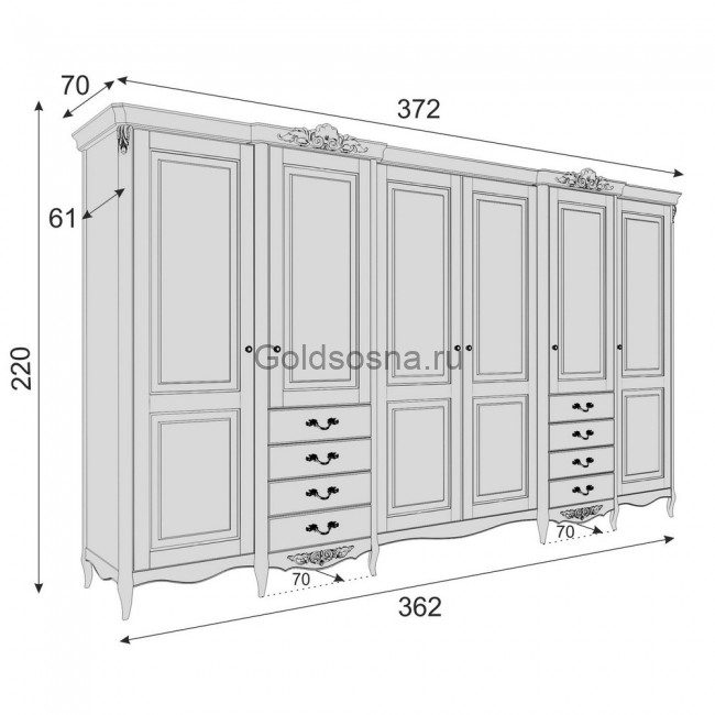 Шкаф шестидверный Silvery Rome Шкаф шестидверный Silvery Rome