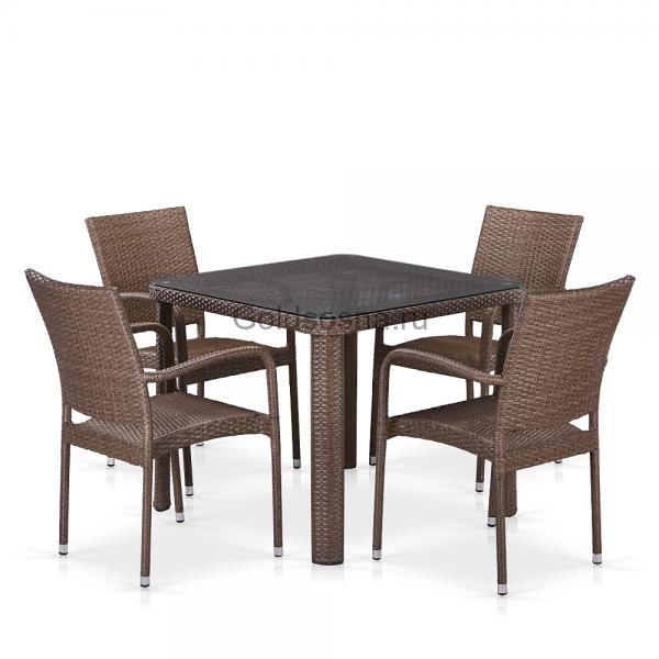 Комплект плетеной мебели из ротанга T341B/Y376-W773-90x90 4Pcs Brown
