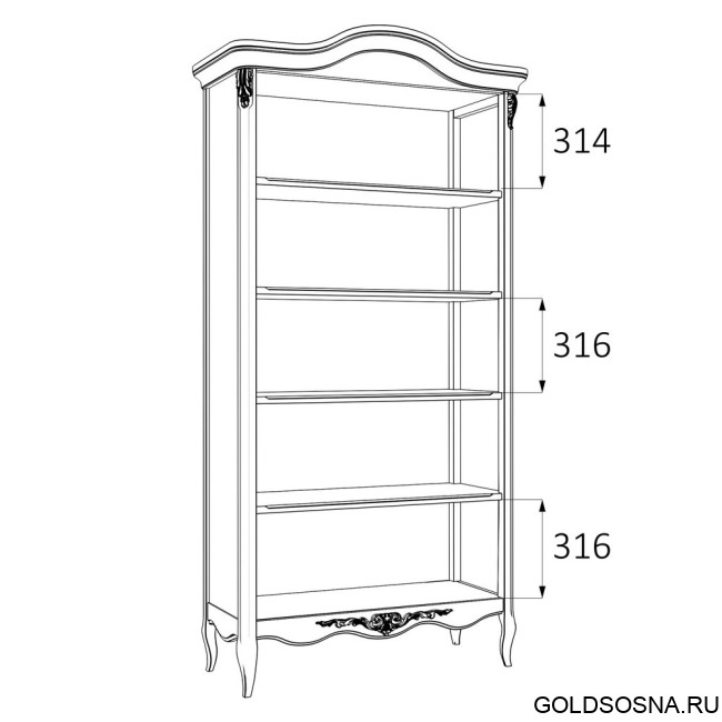 Книжный шкаф Silvery Rome 4 полки Книжный шкаф Silvery Rome 4 полки