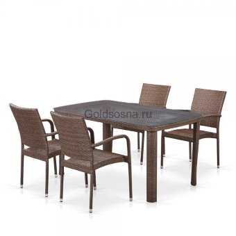 Комплект плетеной мебели из ротанга T51A/Y376-W773-150x85 4Pcs Brown