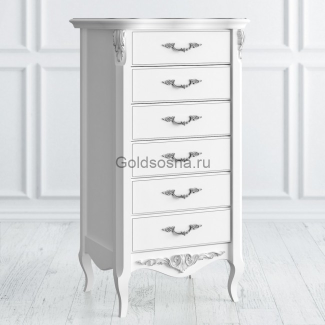 Комод высокий 6 ящиков Silvery Rome Комод высокий 6 ящиков Silvery Rome