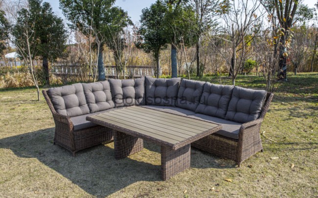 Плетеный обеденный стол Бергамо, коричневый