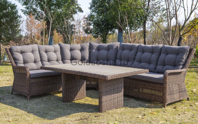 Плетеный обеденный стол Бергамо, коричневый