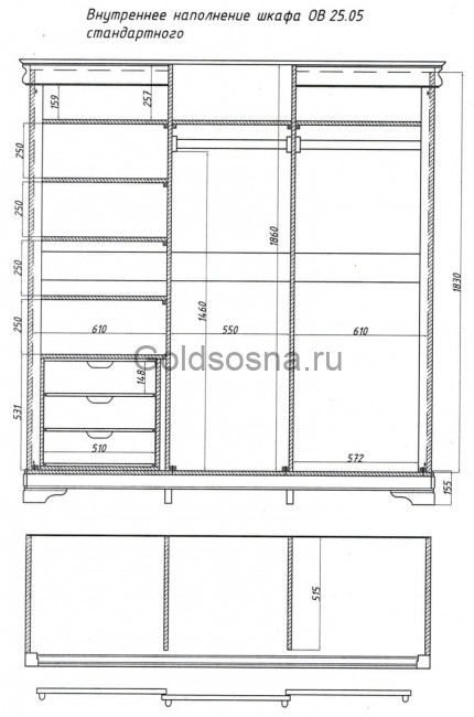 Шкаф-купе 3-х дв. Луи Филипп ОВ 25.05 Шкаф-купе 3-х дв. Луи Филипп ОВ 25.05