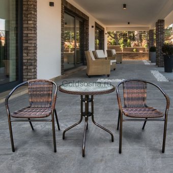 Комплект мебели для летнего кафе Асоль-1B TLH-037BR2/060RR-D-60 Brown (2+1)