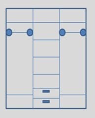 Шкаф 3-х ств. распашной (штанга-в центре) Венеция