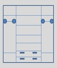 Шкаф 4-х дверный распашной (полки-в центре) Венеция