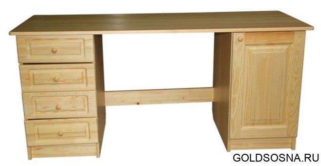 Стол письменный 2-тумбы 1дверь+4 ящика