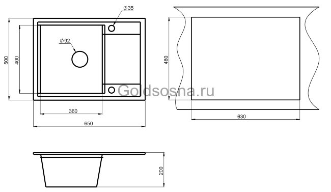 Кухонная мойка HIBRID HI-65 (500) Кухонная мойка HIBRID HI-65 (500)
