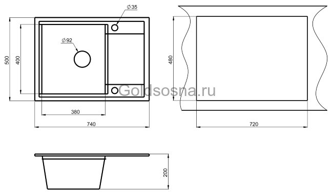 Кухонная мойка HIBRID HI-74 (500)