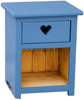 Тумбочка прикроватная 1 ящик с сердцем с нишей 
