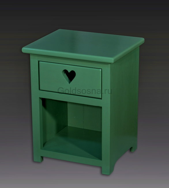 Тумбочка прикроватная 1 ящик с сердцем с нишей 
