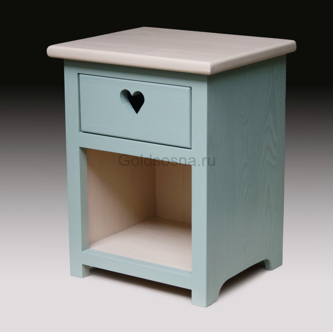 Тумбочка прикроватная 1 ящик с сердцем с нишей 