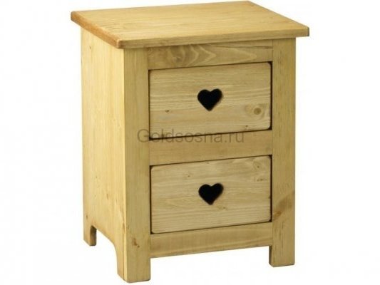 Тумбочка прикроватная 2 ящика с сердцем 