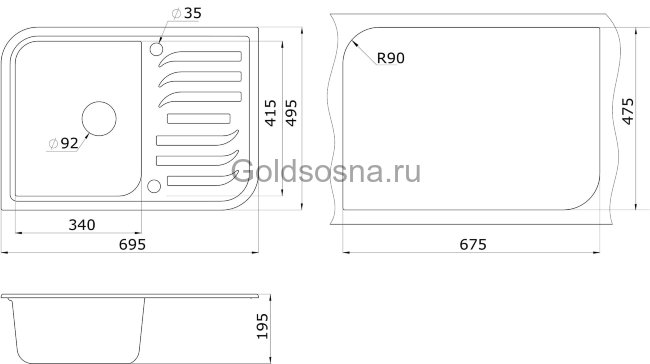 Кухонная мойка GRANULA 7001 (450мм)
