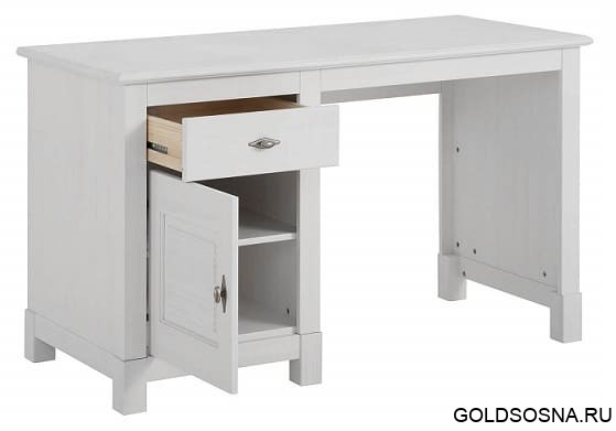 Стол письменный Рауна 11 1-тумбовый (белый воск УКВ)