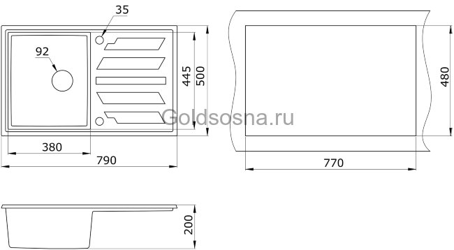 Кухонная мойка GRANULA 8002 (500мм) Кухонная мойка GRANULA 8002 (500мм)