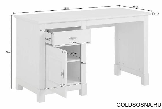 Стол письменный Рауна 11 1-тумбовый (колониал)
