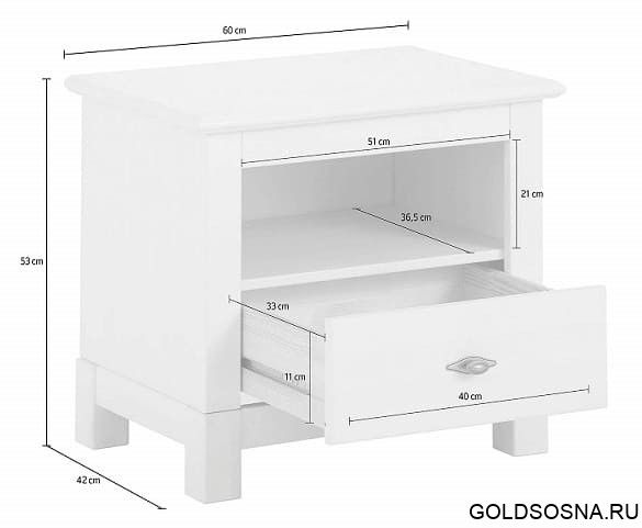 Тумба прикроватная Рауна 01 (белый воск УКВ) Тумба прикроватная Рауна 01 (белый воск УКВ)