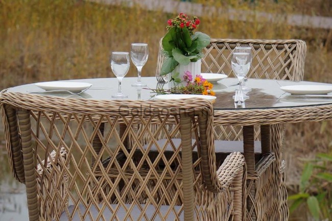 Обеденная группа Доппио, соломенный цвет