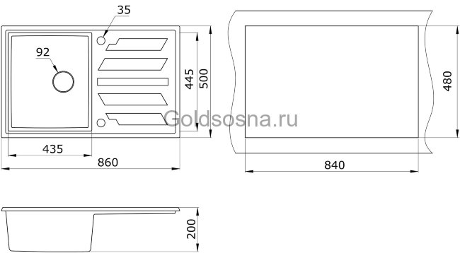 Кухонная мойка GRANULA 8601 (600мм)