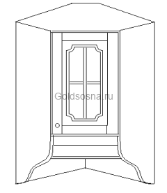 Шкаф угловой навесной 60 (1 дверь, стекло) Скайда 1