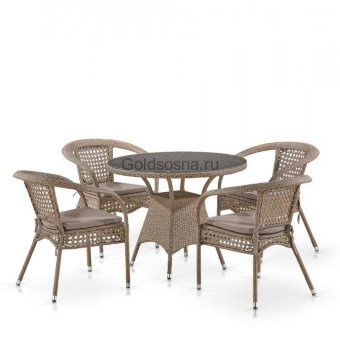 Комплект плетеной мебели из ротанга Лион-1B T220CT/Y32-W56 Light brown 4Pcs