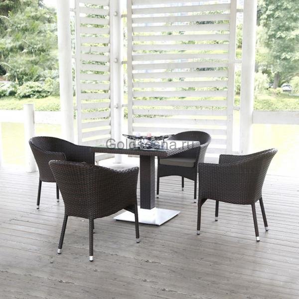 Комплект плетеной мебели T606SWT/Y350B-W53 Brown 4Pcs