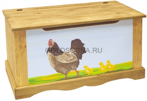 Сундук с росписью Курица с цыплятами