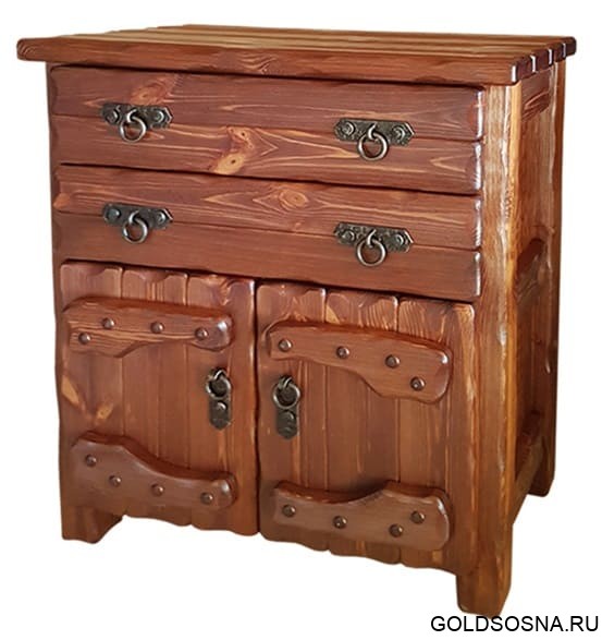 Комод деревянный Барин 1 (2 ящика+2 двери) с элементами ковки