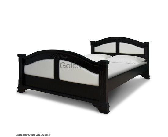 Кровать Леонсия с резьбой и тканью