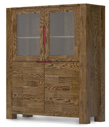 Витрина 2-х дверная Riva из массива дуба Графит