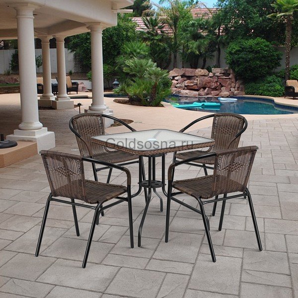 Комплект мебели из ротанга Асоль-3 TLH-037BR2/070SR-70х70 R-05 Brown (4+1)