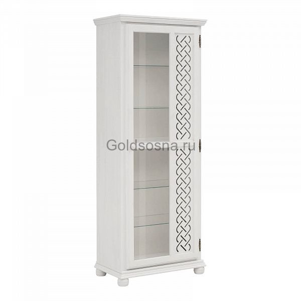 Шкаф для посуды Луна 10 (белый воск УКВ) из массива сосны