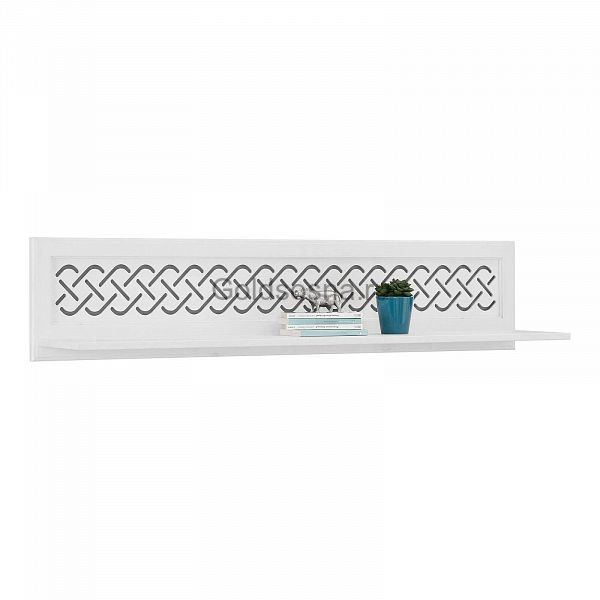 Полка настенная Луна (белый воск УКВ) из массива сосны