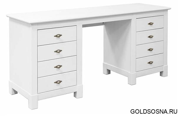 Стол письменный Рауна 08 2-х тумбовый белый воск УКВ Стол письменный Рауна 08 2-х тумбовый белый воск УКВ