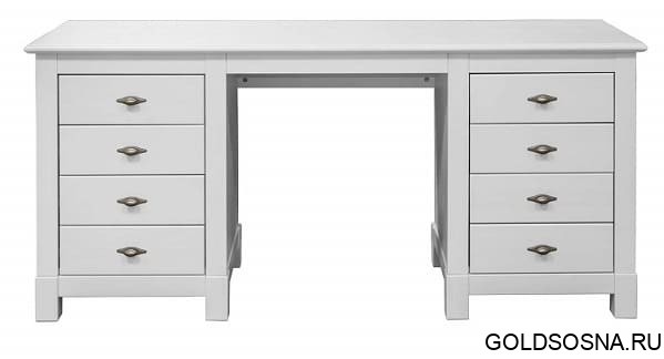 Стол письменный Рауна 08 2-х тумбовый белый воск УКВ Стол письменный Рауна 08 2-х тумбовый белый воск УКВ