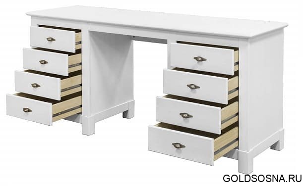 Стол письменный Рауна 08 2-х тумбовый белый воск УКВ Стол письменный Рауна 08 2-х тумбовый белый воск УКВ