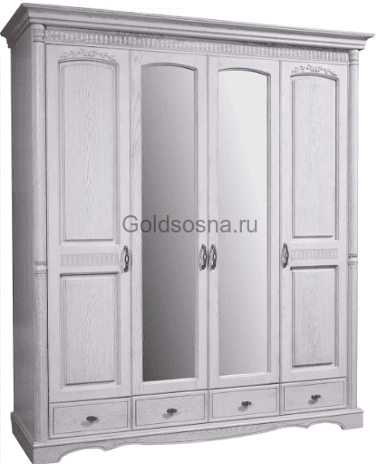 Шкаф 4-х дверный Паола 2164 (молоко)