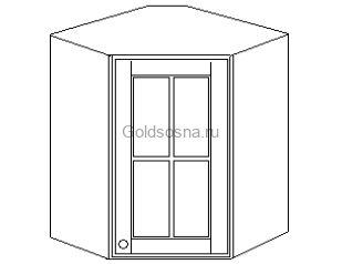 Шкаф угловой навесной 60 (1 дверь, стекло) Скайда 2