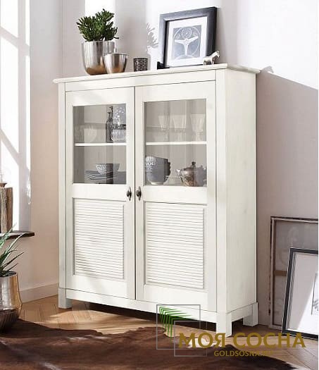 Шкаф для посуды Рауна 20 (белый воск УКВ) Шкаф для посуды Рауна 20 (белый воск УКВ)